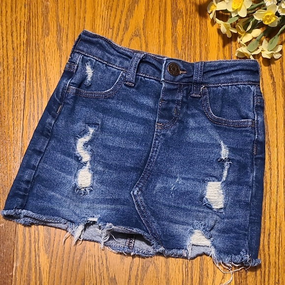 Justice Distressed High Rise Lined Denim Skirt - Girls 7 - Picture 1 of 10
